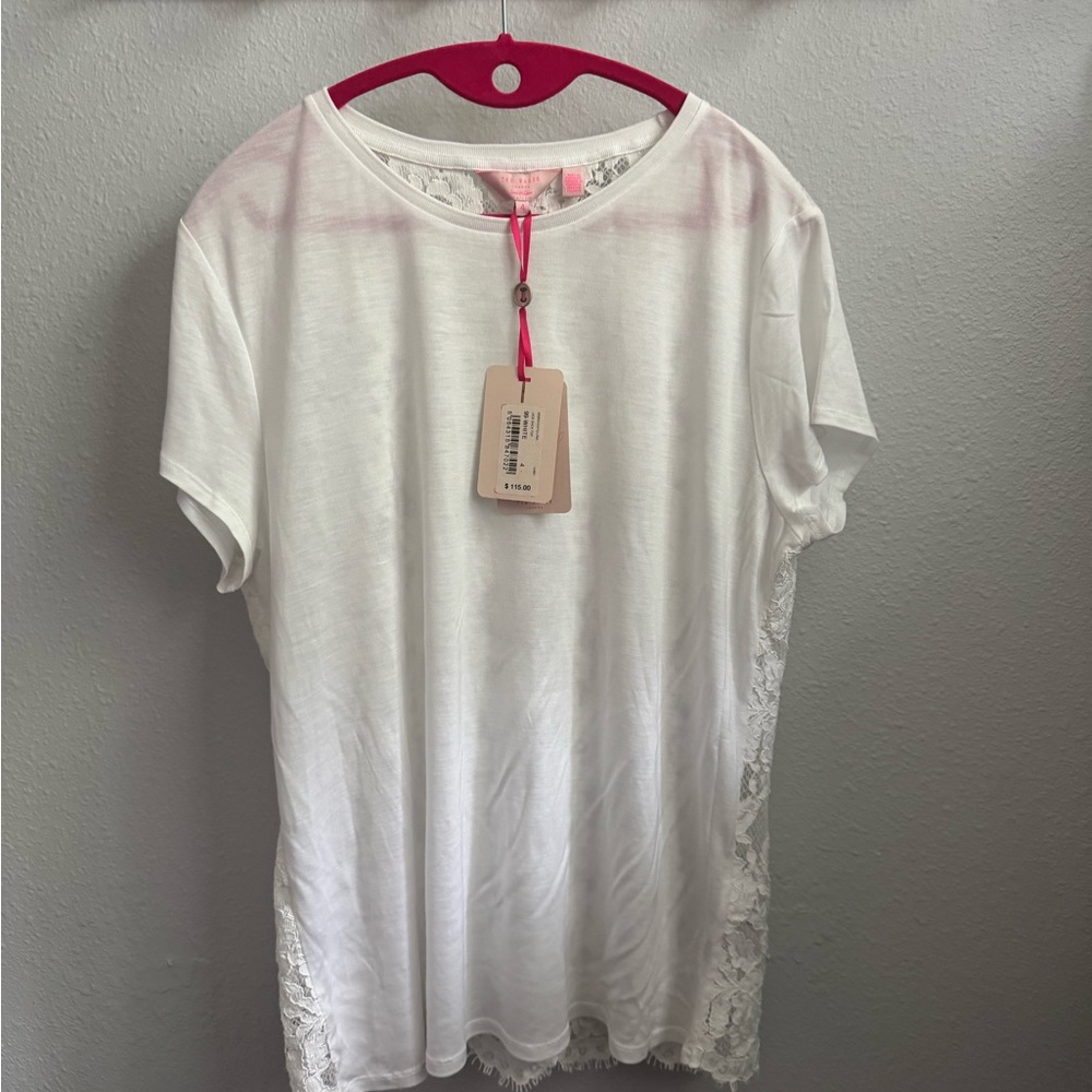 NWT Ted Baker London White Tee-Lace Back
